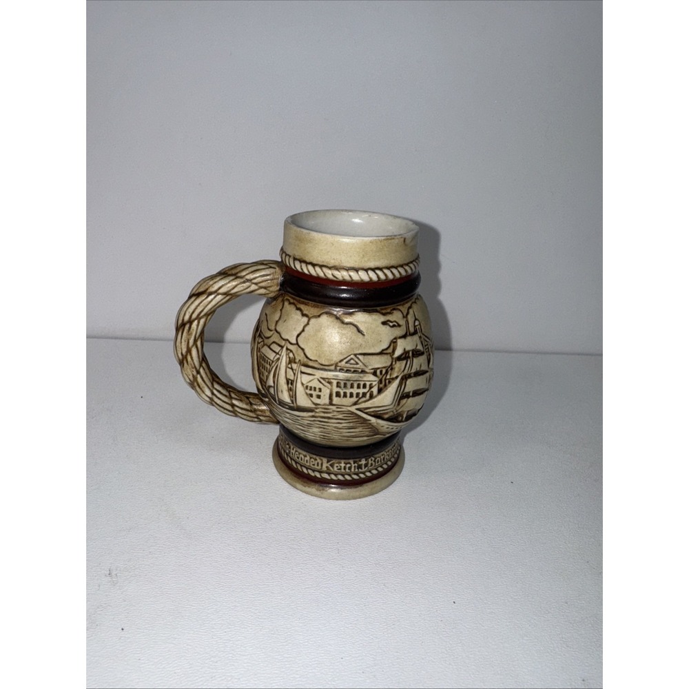 Vintage AVON Tall Ships Ceramic Stein Mini Stein Collectible, 5 ships on Stein
